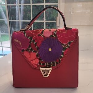 Guatemalan Floral Embroidered Red Handbag a "must have".